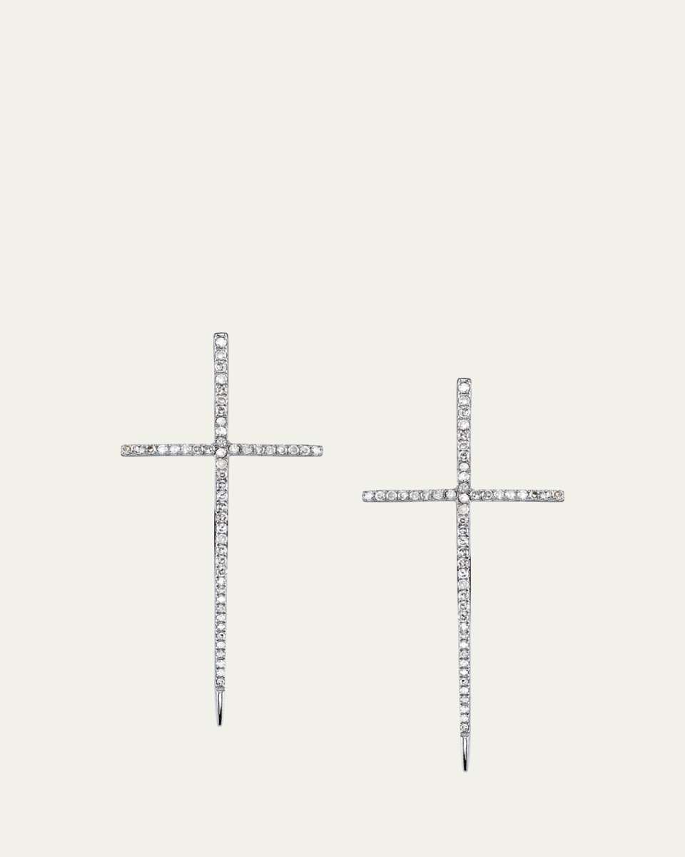 Spike Cross Pave Diamond Earrings